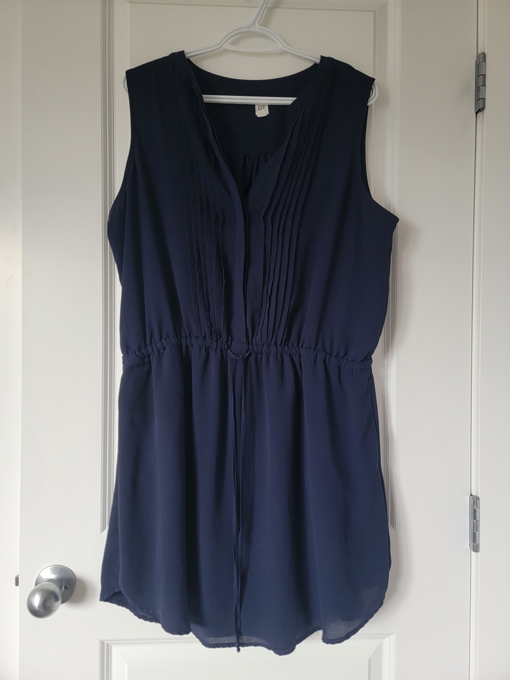 GAP Navy Sleeveless Mini Dress with Pleated Front